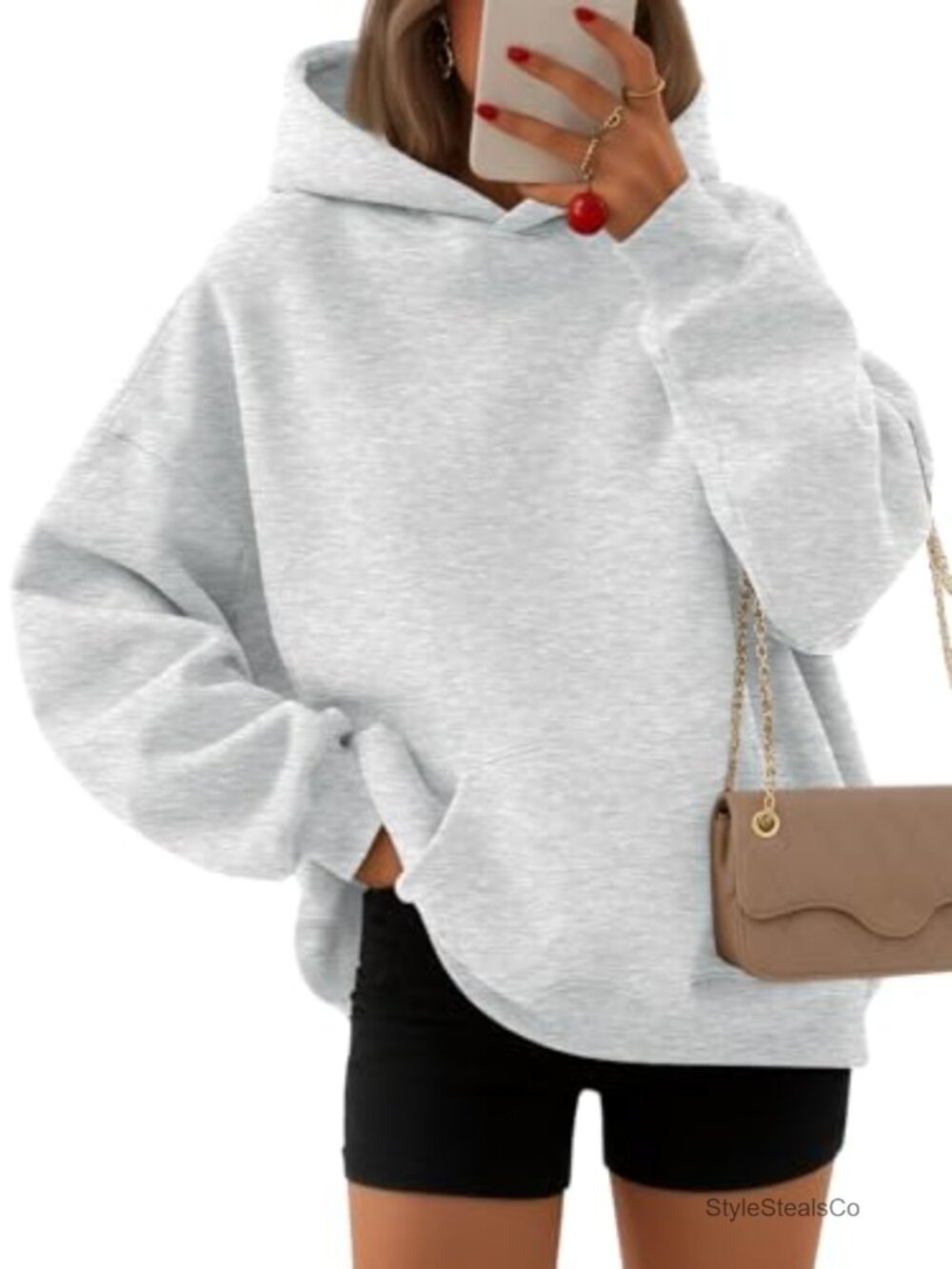 Oversized Fleece Hoodie Cotton Polyester Pullover Sweatshirt